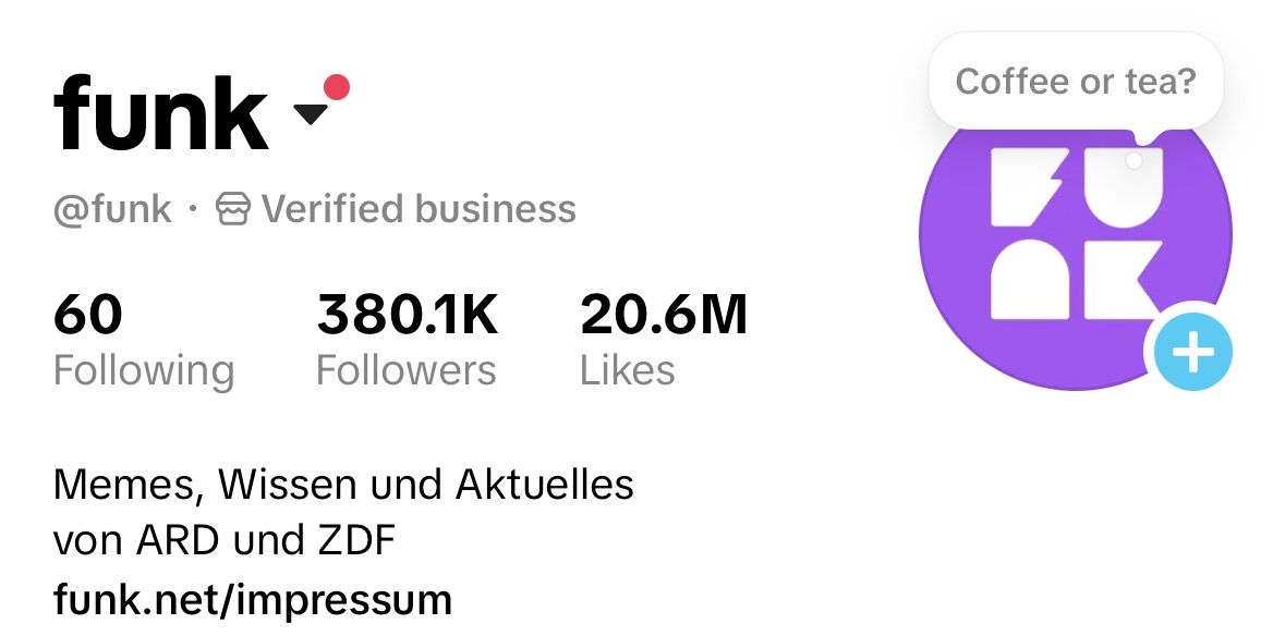 Von Samuel bereitgestellter Screenshot des TikTok-Profils @funk
