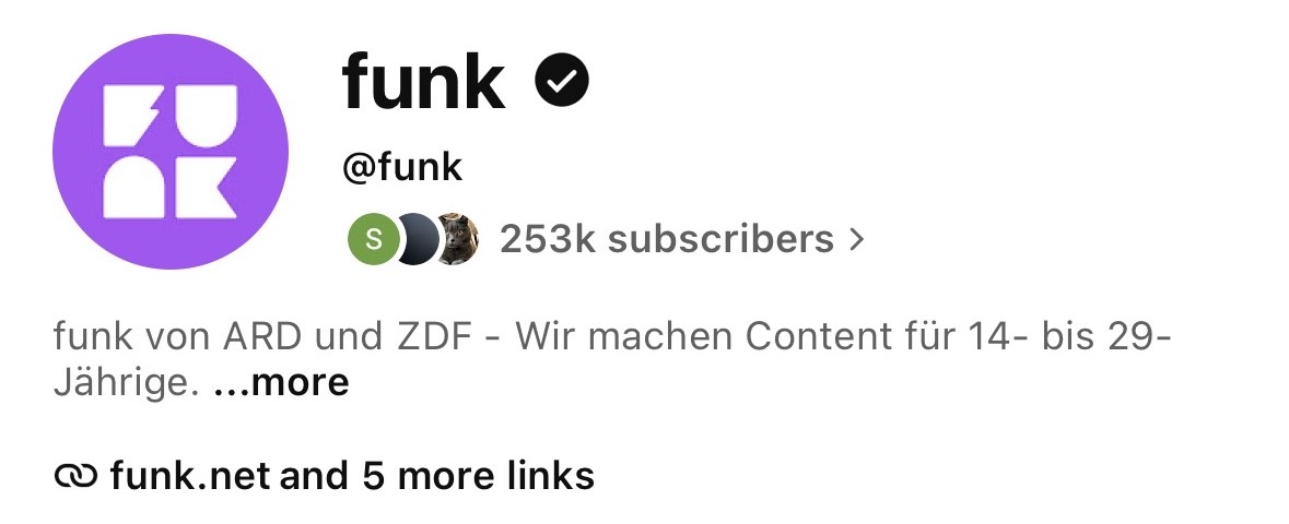Von Samuel bereitgestellter Screenshot des YouTube-Profils @funk